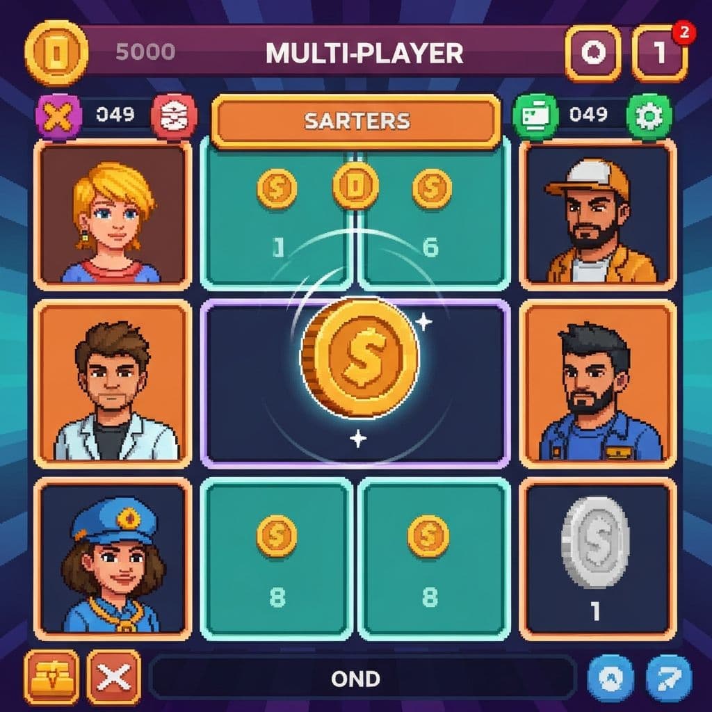 Digital coin flip group game interface
